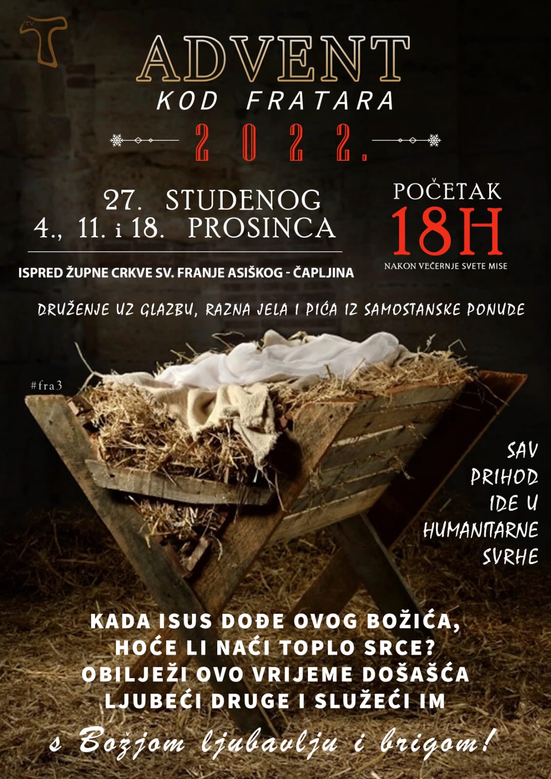 AKADEMIJA Čapljina – Advent kod fratara 2022 plakat